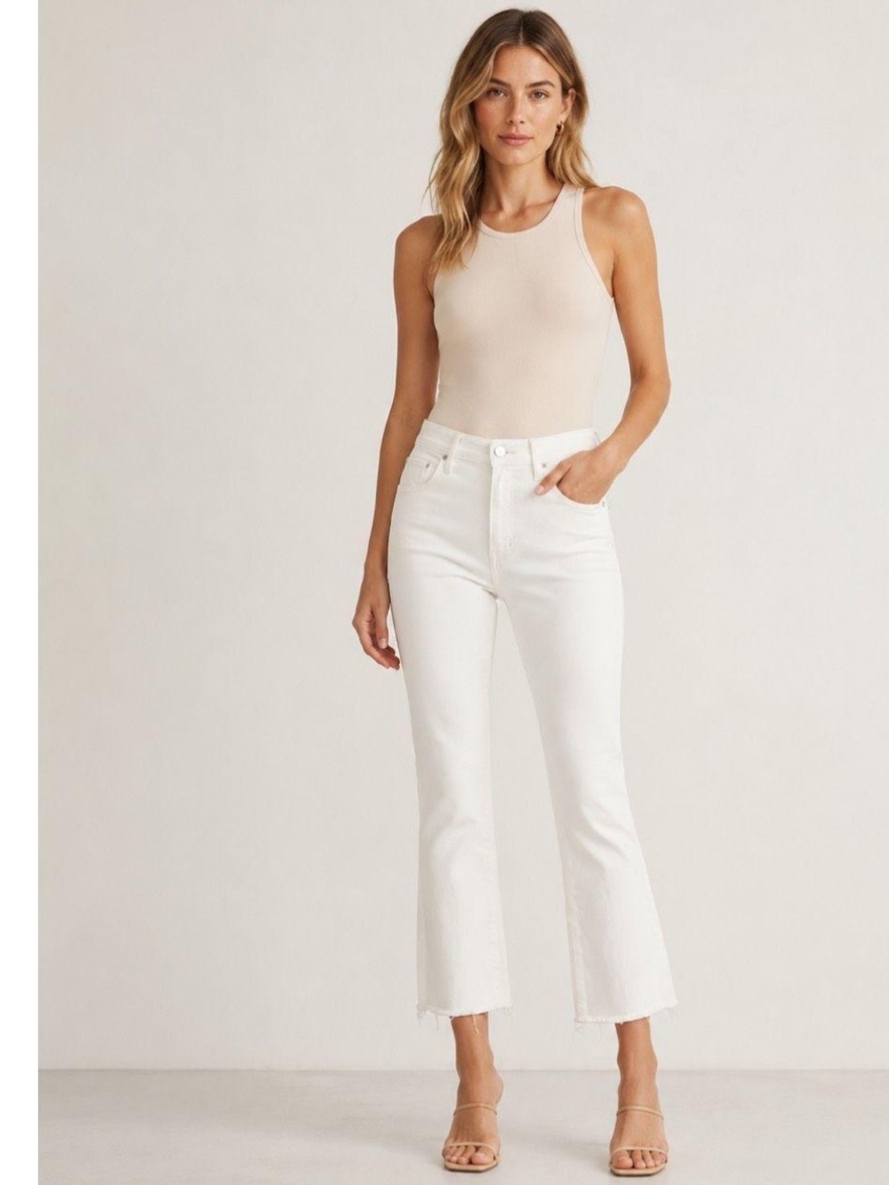 MOTHER The Hustler Ankle white stretch crop denim jeans women size 26